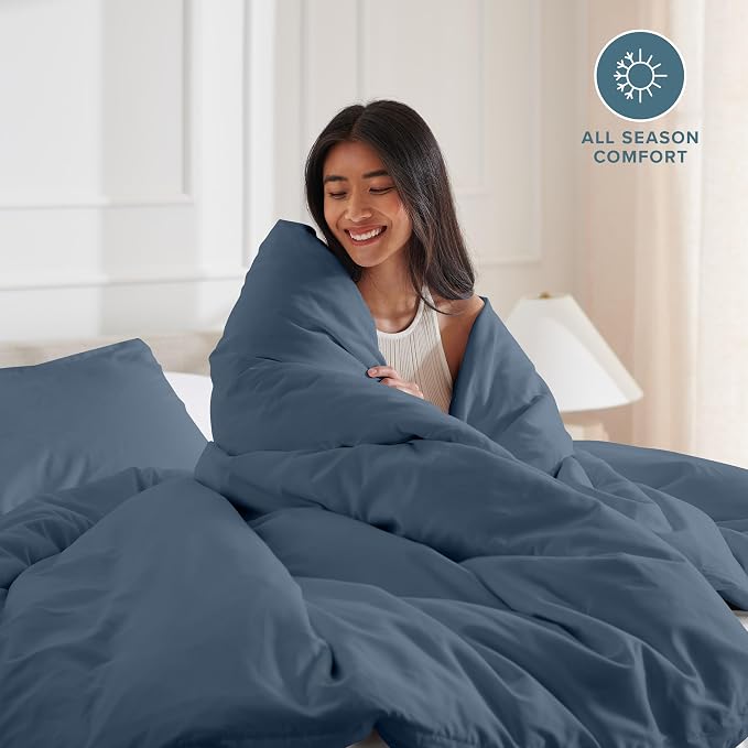 Bare Home Bedding Duvet Cover Extra Long Size - Premium 1800 Super Soft Collection - Lightweight, Cooling - Soft Breathable Bedding Duvet Cover (Twin/Twin XL, Bering Sea)