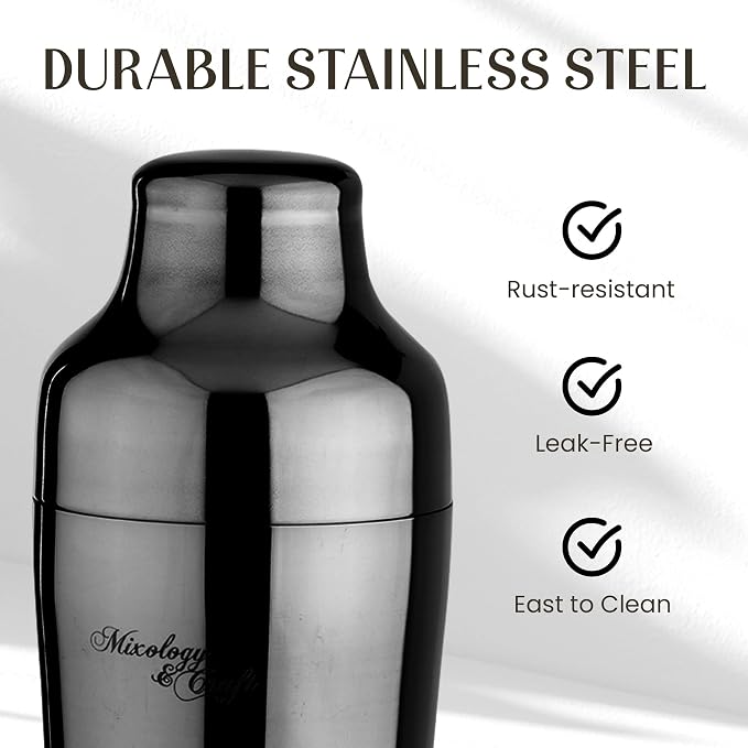 Mixology & Craft Cocktail Shaker Set with Bamboo Stand - Professional 10-Piece Bartender Kit - Complete Bar Set & Cocktail Mixer Kit for Home (Gun-Metal)