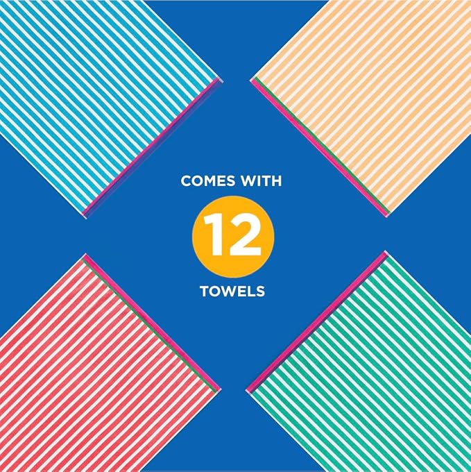 Kaufman - Colorful Racing Striped Beach & Pool Towel - Extra Large Beach Towel - Soft & Absorbent 100% Cotton Towels - Assorted Colors - 32" x 62" - 12 Pack