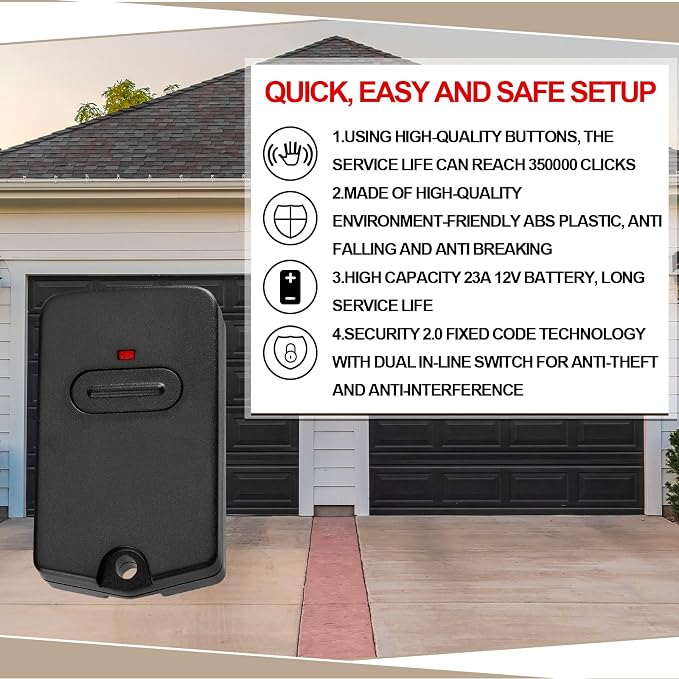 Kingdder 12 Pcs Gate Opener Remote Compatible with Mighty Mule RB741 Gate Control Remote Works Compatible with GTO RB741/FM135 Transmitter Control Single Button Garage Door Controller Replacement