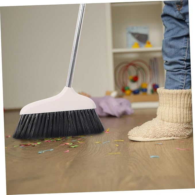 COLLBATH 1set Broom and Dustpan Kit Long Handle Lightweight Floor Cleaning Tools for Home and Office No Bend Design for Efficient Sweeping and Dust Collection