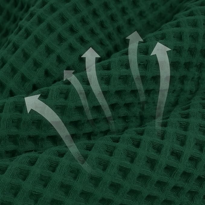 Waffle Bath Towels 2-Piece (Forest Green) - Cotton, Soft, Quick Dry | 31” x 62” Shower Towels for Bathroom Decor, Beach, Guest