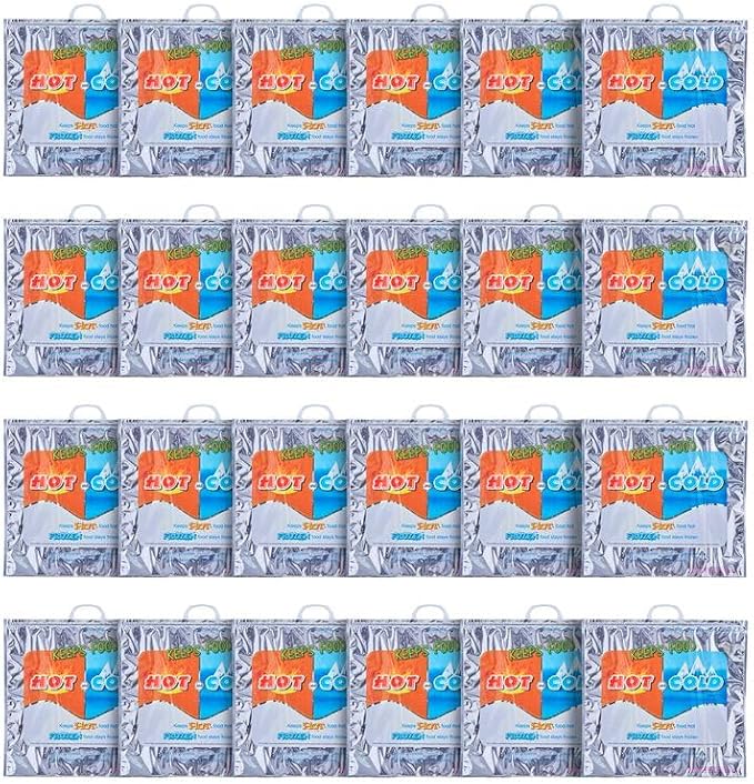 Superio Hot and Cold Insulated Bags for Food Delivery, Grocery Shopping Bags, Food Storage for Hot and Frozen Food for Travel, Disposable Cooler Bag, Reinforced Thermal Lunch Bag (24, 20" x 19")