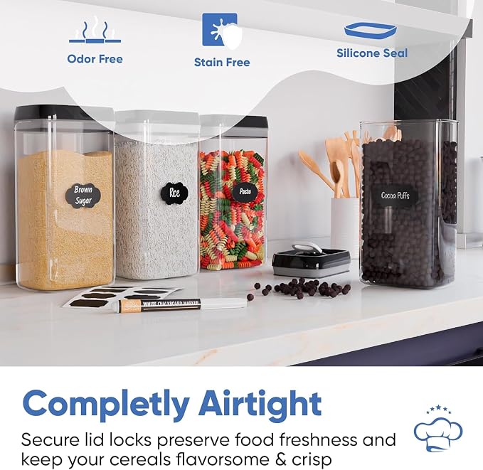 Chef's Path Airtight Food Storage Container Set 10-Piece Mega Bundle (4 + 6 Set) – BPA-Free Pantry Organizers with Labels & Measuring Spoons – Kitchen & Cereal Storage for Flour, Sugar, Pasta, Spices