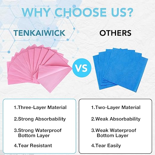 550 Pack Disposable Dental Bibs 13"x18", 3-Ply Waterproof Tattoo Bibs Sheet for Nail Salon, Dental Clinic, Feeding, Tattoo Shop (Pink)