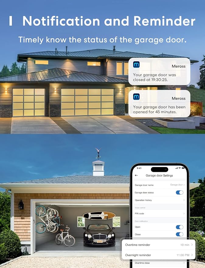 meross Smart Garage Door Opener Remote with External Antenna, Up to 3 Single Doors, Compatible with Apple HomeKit, Amazon Alexa,SmartThings, Google Assistant
