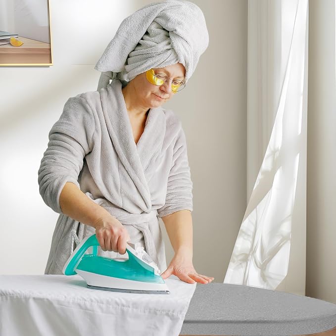 Ironing Board, 43x14 Inch Iron Board with Steam Rest, Heavy Duty Metal Frame Legs Ironing Table with Heat Resistant Cover Mat, Foldable Full Size Hanger Ironing Stand (Grey, 52" L x 14" W x 34.6" H)