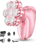 5-in-1 Electric Razors for Women, 7D Magnetic Heads Full Body Shaver, Waterproof Wet Dry Hair Remover with LED Display, Rechargeable Bikini Trimmer for Underarms, Face, Legs, Lips, Arms (Pink)