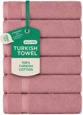 SALBAKOS 6-Piece 100% Turkish Cotton Hand Towels, 16x30 inch, Rose | Large Size Thick Super Soft Highly Absorbent, Versatile Hair Face & Hand Drying Towel, Premium Hotel Quality Made in Turkey
