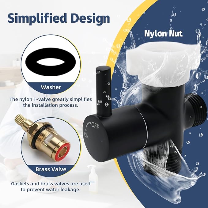 Vayzluiy Handheld Toilet Bidet Sprayer for Toilet-Adjustable Water Pressure Control with Bidet Hose for Feminine Wash, Stainless Steel Brushed Nickel Cloth Diaper for Baby Wash (Matte Black, 1)