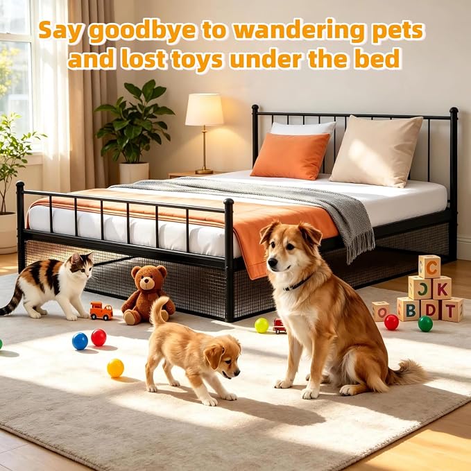 Under Bed Blocker for Pets - Extra Tall Pet Proof Barrier with Zip Ties, Cuttable Furniture Blocker to Stop Dogs, Cats & Toys from Entering Under King/Queen Size Beds & Couches (Black, 240 x 12 Inch)