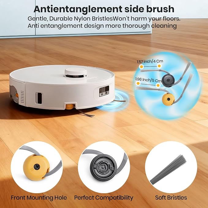 Qrevo Curv 2 Flow Replacement Accessories for Roborock Qrevo Curv 2 Flow Robot Vacuum Cleaner,4 Main Brush,2 Roller Mop Cloth, 4 HEPA Filter,6 Side Brush,6 Dust Bag,24pack
