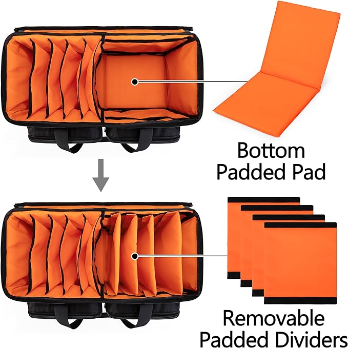 Trunab DJ Cable File Bag with Detachable Padded Bottom and Dividers, Travel Gig Bag for Professional DJ Gear, Musical Instrument and Accessories