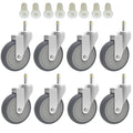 RILIDRI 4-Inch Swivel Stem Caster, 7/16-Inch Stem Diameter Rubber Wheel, Heavy Duty TPR Replacement Wheels for Rubbermaid Mop Bucket Cart Grill Casters - 8 Pack
