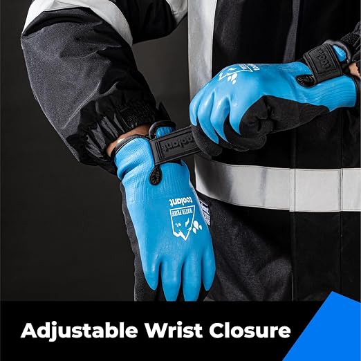 toolant 100% Waterproof Winter Work Gloves, Thermal Insulation with Grip | Touchscreen, Freezer Work for Men and Women, Cold Weather Work & Outdoor Tasks, 3 Pairs, Blue, Small
