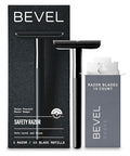 Bevel Safety Razor with Brass Weighted Handle and 10 Double Edge Safety Razor Blade Refills, Single Blade Razor for Men, Designed for Coarse Hair to Prevent Razor Bumps, Black