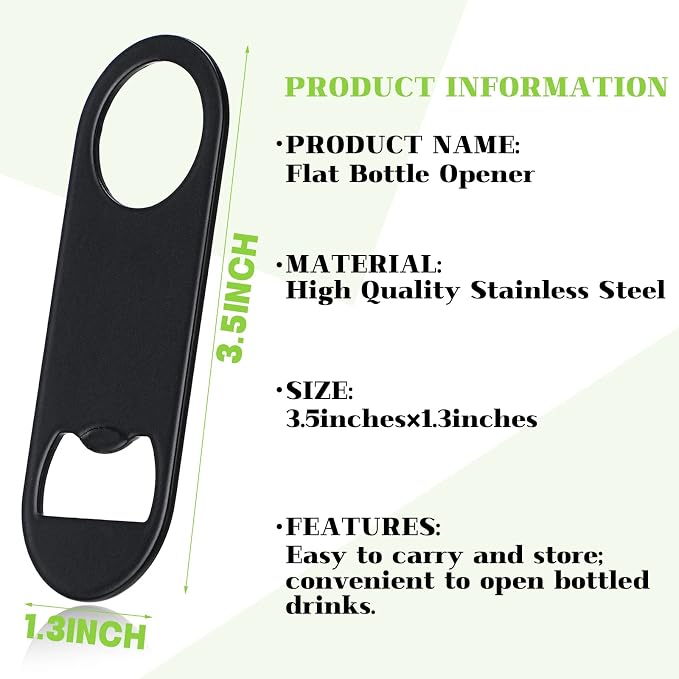50 Pcs Bottle Openers Stainless Steel Flat Bottle Opener Bulk 3.4 x 1.3 Inches Bartender Beer Key Soda Can Mini Speed for Kitchen, Bar or Restaurant