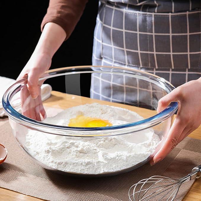 Glass Mixing Bowl Set with Airtight Lids for Kitchen Baking Prepping, Serving, Cooking 0.6QT, 1.1QT, 2.2QT, 4QT Salad Bowl Set with Lids, Dishwasher and Microwavable Safe