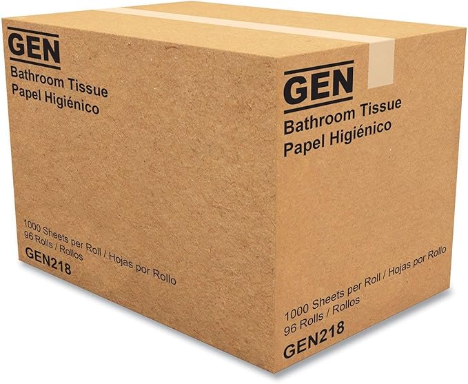 GEN 218 Standard Bath Tissue, 1-Ply, 1000 Sheets (Case of 96 Rolls)