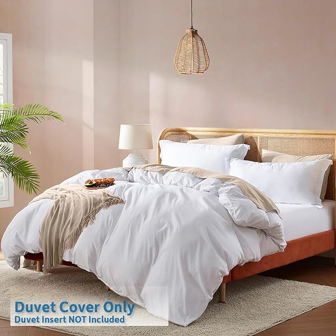 Nestl Twin Duvet Cover Set - Soft Double Brushed White Duvet Cover Twin/Twin XL, 2 Piece, with Button Closure, 1 Duvet Cover 68x90 inches and 1 Pillow Sham