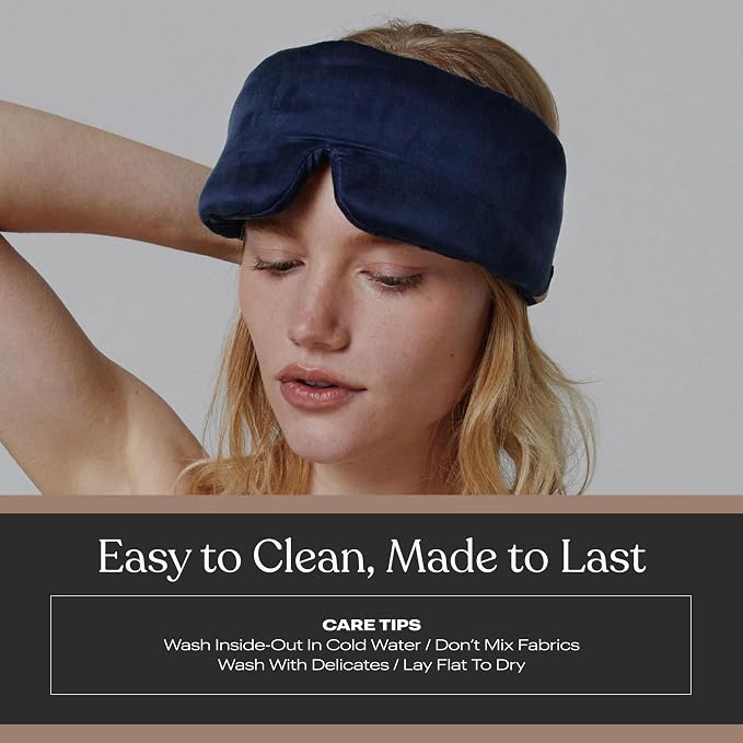 Lunya Women's Washable Silk Sleep Mask LUSK7000, Deep Blue, S | Washable Silk
