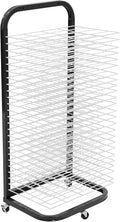 Pearington 25-Shelf Mobile/Wall Mountable Art Drying Rack for Art Studios & Classrooms, 13" D x 17.5" W x 39.4" H, Black/White