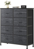 OLIXIS 8 Drawer Storage Dresser with Wood Top - Wide Fabric Chest Organizer for Bedroom, Closet, Living Room,Tower Cabinet, TV Stand, Hallway Entryway Furniture,Black Wood Grain
