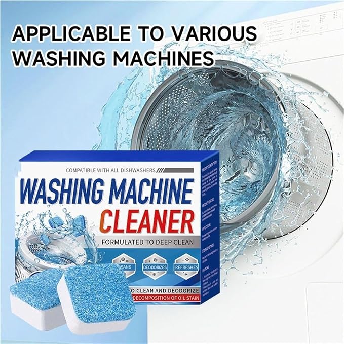 Washing Machine Cleaner Descaler 12 Pack - Deep Cleaning Tablets For HE Front Loader & Top Load Washer, Septic Safe Eco-Friendly Deodorizer, Clean Inside Drum and Laundry Tub Seal - 12 Month Supply(1C