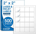 2" X 2" Matte White Printable Labels (500 Sheets, 10000 Stickers) Custom Labels, Logo Stickers, QR Codes for Laser & Inkjet Printers - Spartan Industrial Template S002
