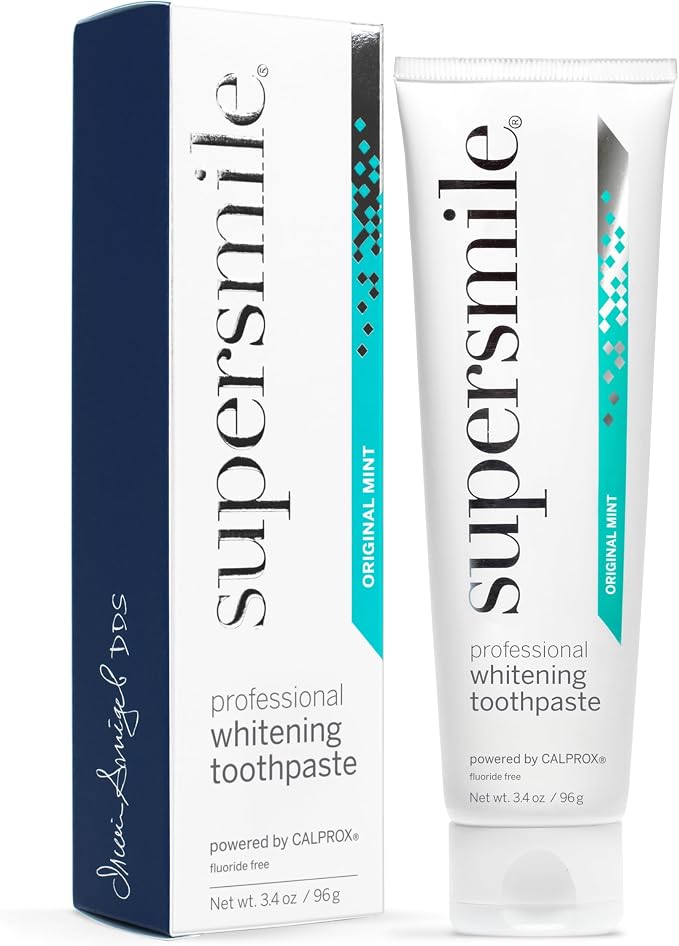 Supersmile Original Mint Whitening Toothpaste, Fluoride-Free, 3.4 Oz | Calprox® Powered, Whitens 5.5 Shades in 7 Days, TSA-Approved Travel Size, Signature Wild Mint, Veneer Safe