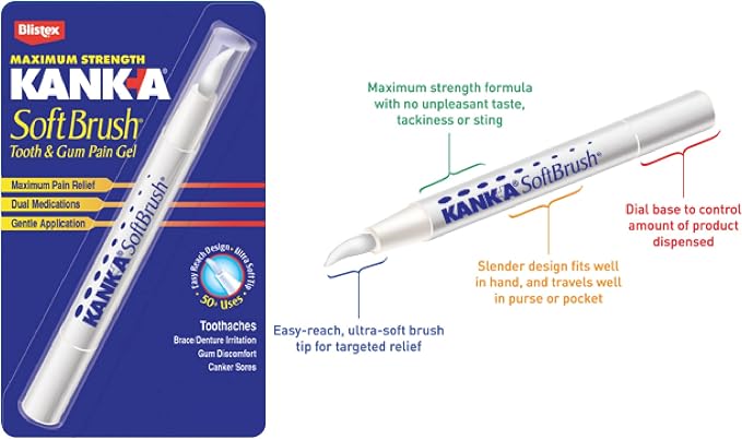 Kank-A Soft Brush Tooth & Gum Pain Gel - 0.07 oz, Pack of 5