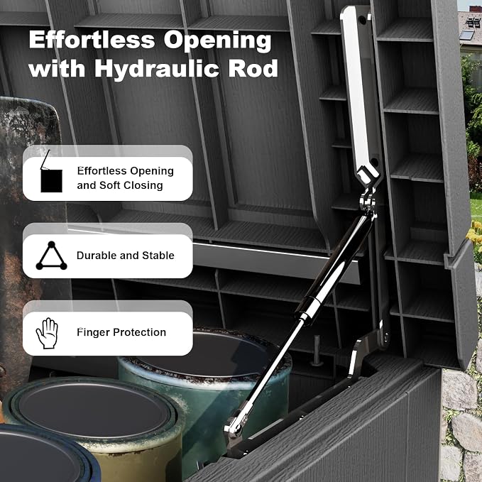 DRATO 280 Gallon Deck Boxes Outdoor Waterproof, Lockable Outdoor Storage Box for Patio Furniture Pool Supplies Garden Tools, Weatherproof Resin Storage Box for Backyard (Black, 280 Gallon)
