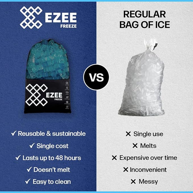 Reusable Ice Cubes for Coolers - Mega Freeze 10.5 lb Bag, 335 Blue Ice Cubes Use in Drinks, Lunch Boxes, Fishing, Refreezable Party Ice, Ice Bath