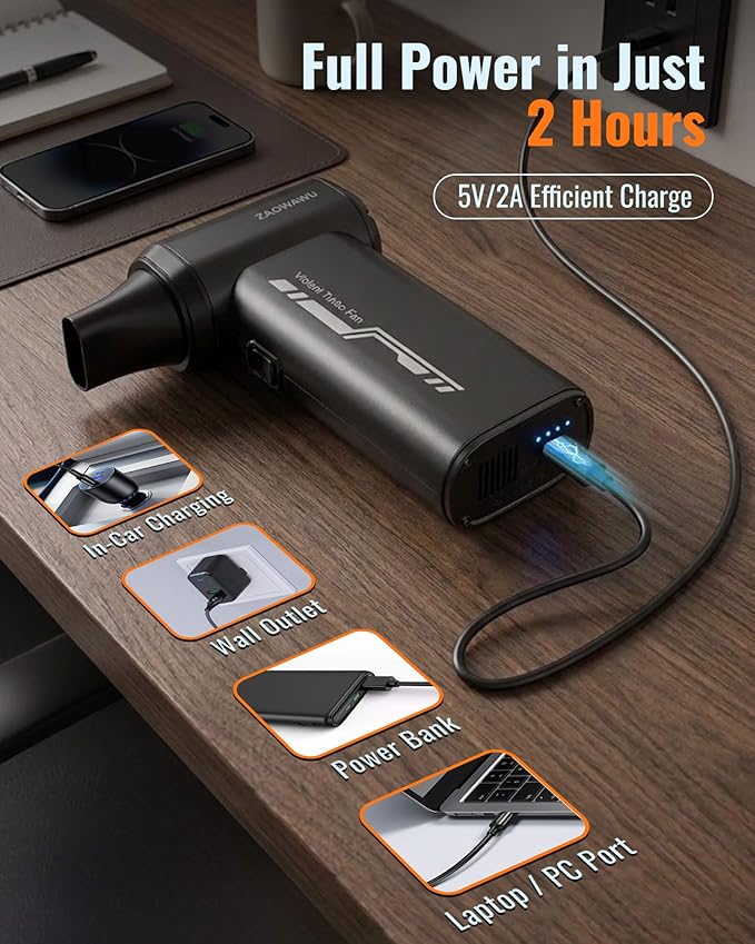 Compressed Air Duster, 150000 RPM Ultra Power Electric Air Duster with Brushless Motor, 3-Gear Rechargeable Cordless Air Blower, with Fast Charging for PC, Keyboard, Car, Home, Outdoor ﻿ (Black)