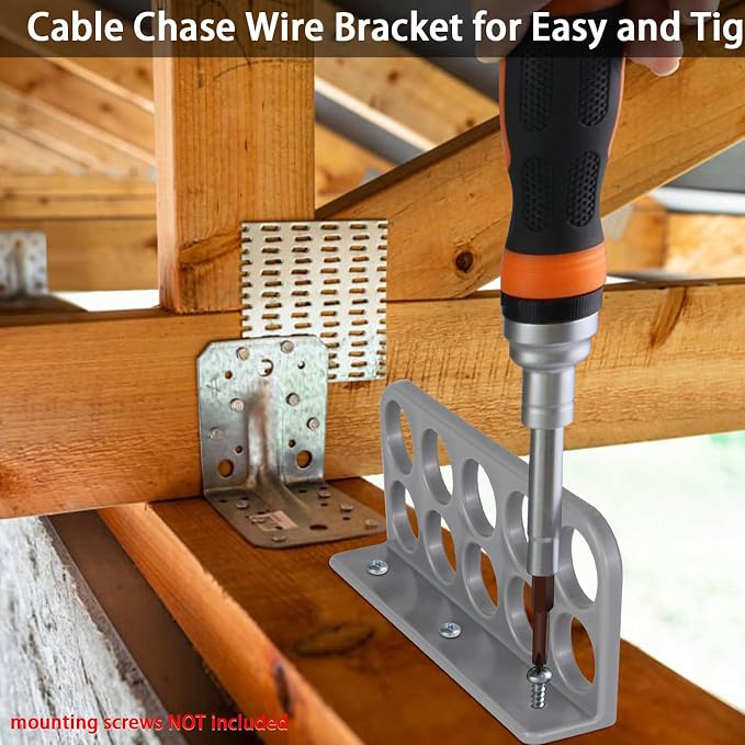 20Pack Cable Chase-Wire Bracket,Cable Support Wire Bracket Holder for NMB Electrical Cord Organized Management,Labor Time Saving,1" with 10-Hole Design