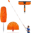 4-30 Ft Window Squeegee Cleaning Kit, Window Washing Kit with Extension Pole, 2-in-1 Window Cleaner Tool with Long Handle Scrubber for Outdoor Indoor Use (Microfiber Feather Duster & Cobweb Duster)