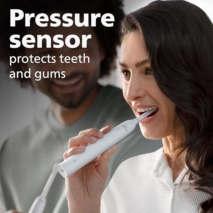 Philips Sonicare 4100 Rechargeable Electric Toothbrush, Advanced Plaque Removal, Pressure Sensor, Includes Brush Head Case, White BD5002AZ