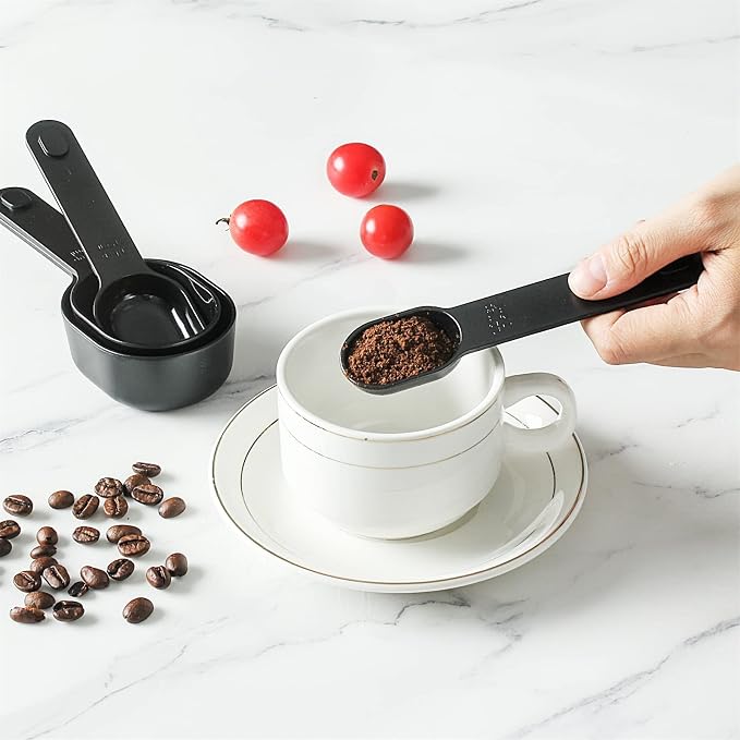 COOK WITH COLOR Measuring Cup Set - 9 PC. Nesting Stackable Liquid Measure Cup, Dry Measuring Cups and Spoons with Funnel and Scraper (Black)