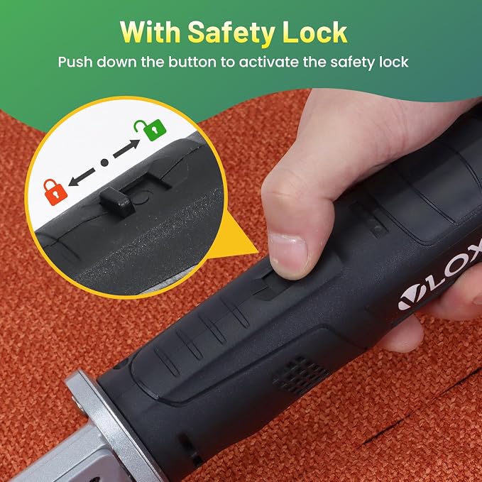VLOXO Electric Rotary Fabric Scissors Cordless Power Fabric Cutter Rechargeable Electric Scissors for Leather with Safety Lock Multi-Layer Cutter for Carpet Canvas Cotton Include Case Black
