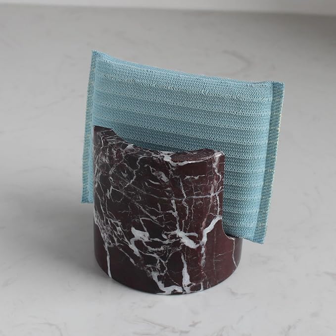 Nawgnail Natural Marble Travertine Sponge Holder for Kitchen Counter, Drying Rack, Sponge Caddy for Sink Organizer - Rosa Levanto Marble