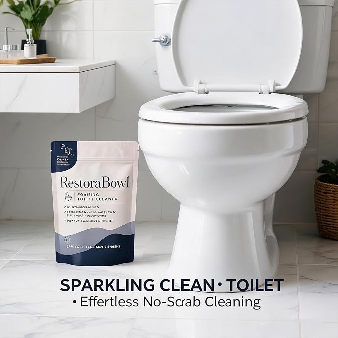 Toilet Cleaner, No-Scrub Foaming Powder with Fresh Scent, Fast-Acting Oxygen Formula, Splash-Free & Brush-Free Daily Bathroom Maintenance (1 bag, 7.05 Ounce (Pack of 1))