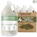 Terra Pure Hotel Hand & Body Wash Soap | Four Gallons | Designed to Refill Soap Dispensers (Set of 4)