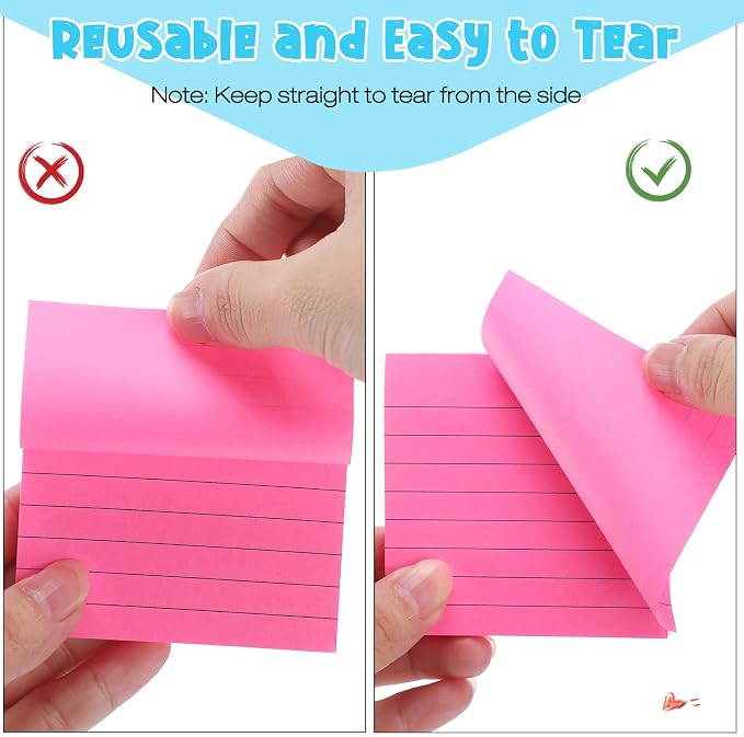 Fuutreo 100 Pad 10000 Sheet Sticky Notes Bulk 3 x 3 Inch Lined Self Stick Note Pad for School Student Teacher Classroom