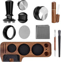9-in-1 Espresso Tool Set: 54mm Tamper, WDT Tool, Distributor, Magnetic Funnel, Puck Screen, Brush, Cleaning Cloth, Latte Art Needle & Wooden Stand for Breville De'Longhi