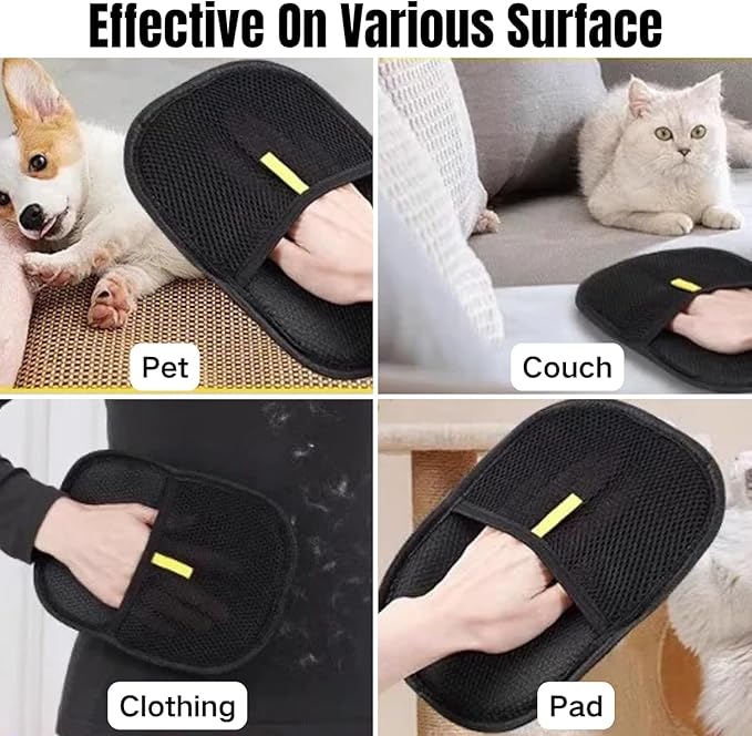 Pet Hair Removal Glove for Cats & Dogs, 2025 Newly Upgraded Five-Finger Electrostatic Pet Hair Gloves, Reusable Pet Hair Remover Tool for Clothing, Couch, Carpet, Cat Grooming Gloves
