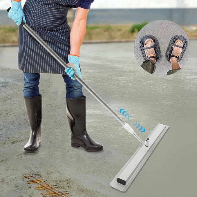 31.5''x4'' Concrete Bull Float Kit, Industrial Cement Surface Smoothing Tool, End Concrete Finishing Trowel Stanless Steel Trowel Board with Shoes for Polishing