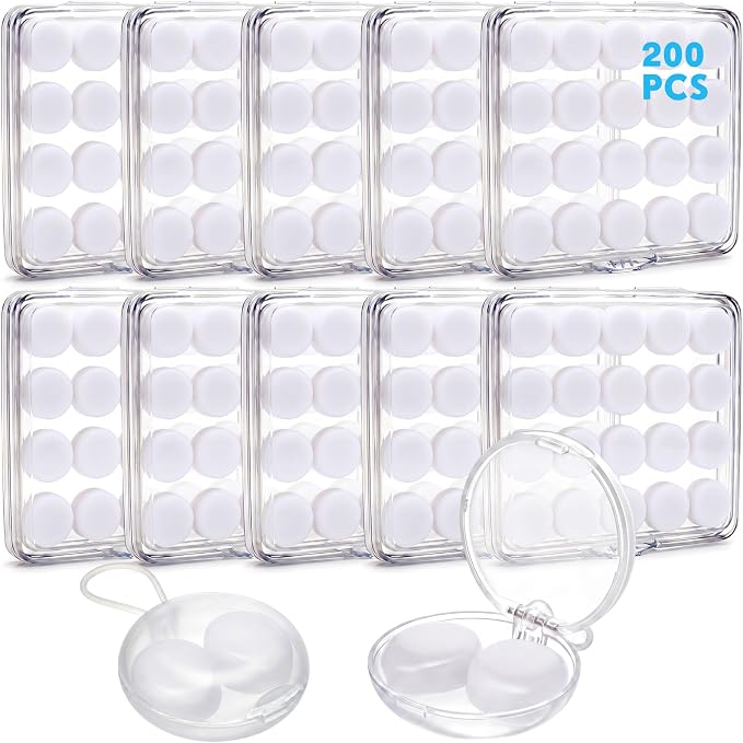Relaxweex 200 Pcs Wax Earplugs Bulk Moldable Silicone Wax Earplugs for Sleeping 32 db Gel Ear Plugs for Noise Canceling Reduction Swimming Hearing Protection Shooting Construction Work(White)