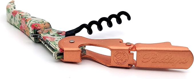 Pulltap's Genuine Collection Floral 900 Waiter's Corkscrew – Double-Hinged Wine Key with Sliding Foil Cutter – Patented Design – Made in Spain – Flower Color