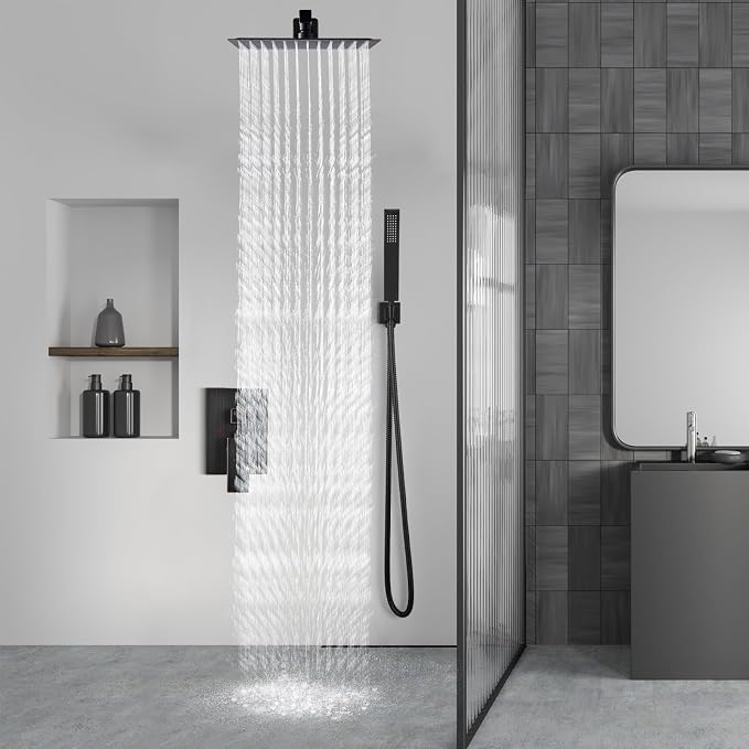 Aolemi Shower Faucet Set Rain Shower System with Handheld Spray Bathroom Shower Combo Rough-in Valve and Shower Trim Kit Included Oil Rubbed Bronze 10 Inch Wall Mount Shower Head