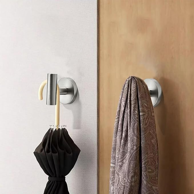 Wall Mounted Bathroom Towel Hooks for Hanging Clothes,Hat,3 Pack Brushed Nickel Coat Hook Robe Hooks.Suitable for Hotels and bathrooms.